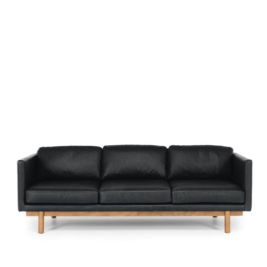 Strada 3 Seater - Black Leather - Paulas Home & Living
