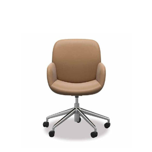 Stressless® Bay Leather Home Office Chair - (Paloma Taupe, polished Metal base) - Paulas Home & Living