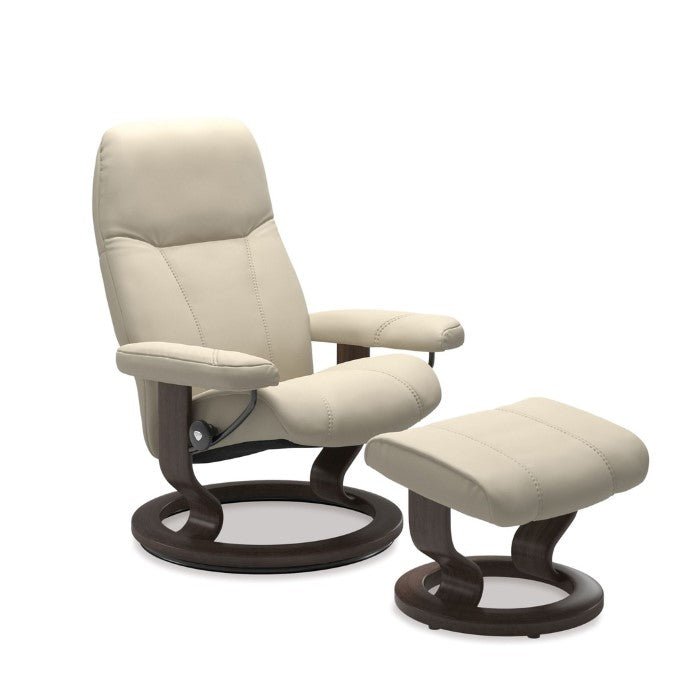 Stressless® Consul Large Leather Recliner - Classic Base (Batick Cream) - Paulas Home & Living