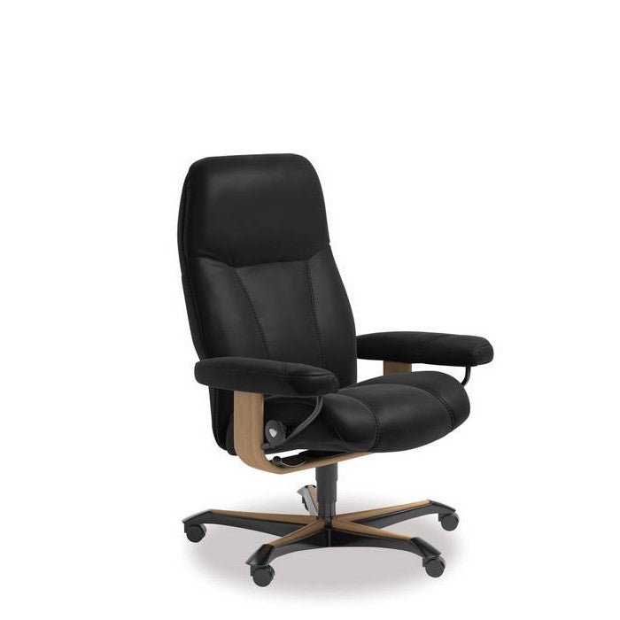 Stressless® Consul Leather Home Office Chair (Batick Black) - Paulas Home & Living