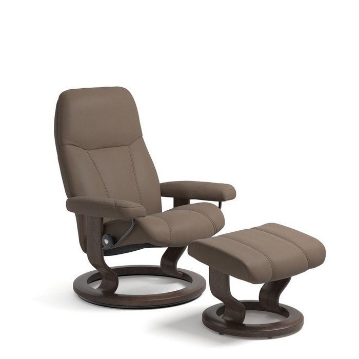 Stressless® Consul Leather Recliner Classic Base - Special Buy (Batick Mole) - Paulas Home & Living
