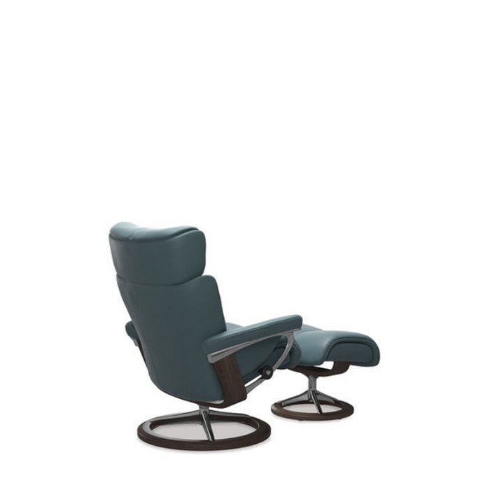 Stressless® Magic Large Leather Recliner - Signature Base (Paloma Teal Blue) - Paulas Home & Living