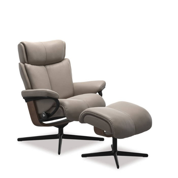Stressless® Magic Large Recliner - Cross Base (Paloma Dark Mushroom) - Paulas Home & Living