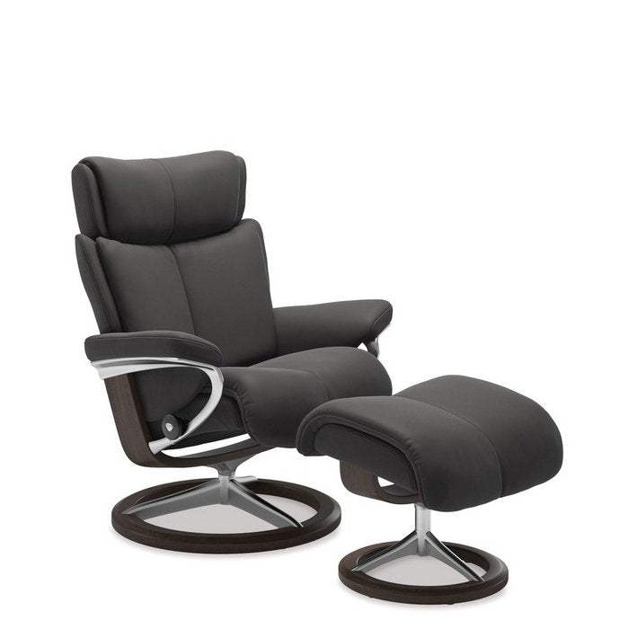 Stressless® Magic Medium Leather Recliner - Signature Base (Paloma Rock) - Paulas Home & Living