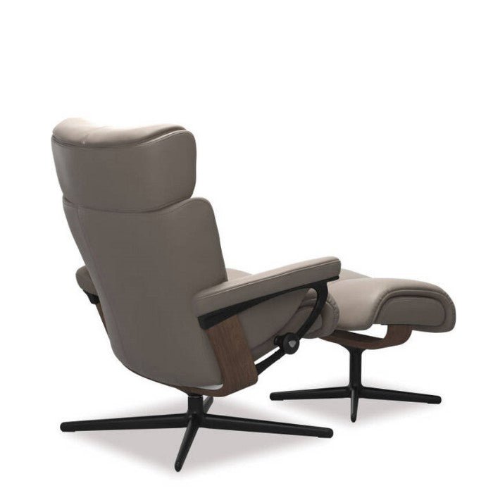 Stressless® Magic Medium Recliner - Cross Base (Paloma Dark Mushroom) - Paulas Home & Living