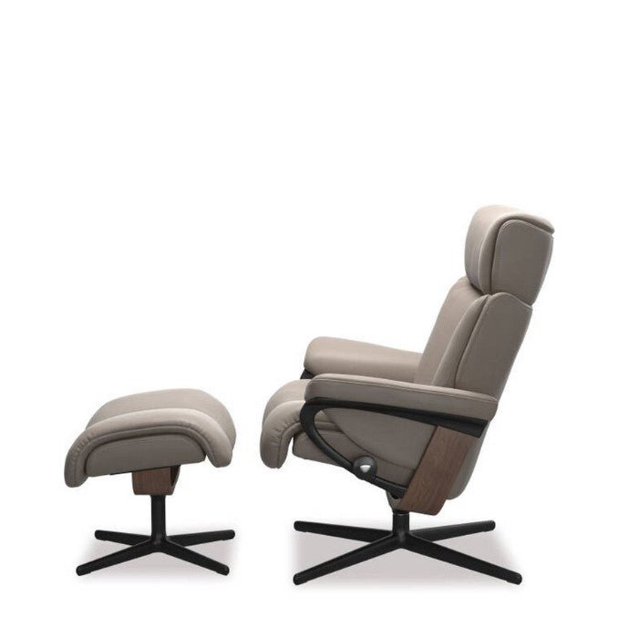 Stressless® Magic Medium Recliner - Cross Base (Paloma Dark Mushroom) - Paulas Home & Living