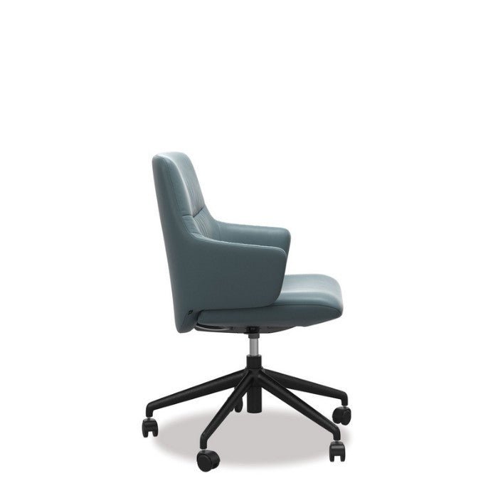 Stressless® Mint Leather Home Office Chair - Low Back (Paloma Teal Blue) - Paulas Home & Living