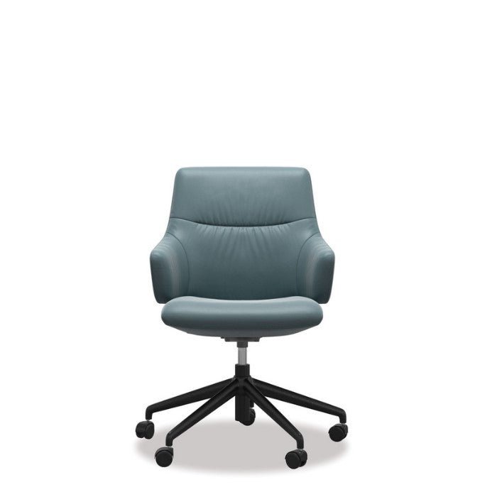 Stressless® Mint Leather Home Office Chair - Low Back (Paloma Teal Blue) - Paulas Home & Living