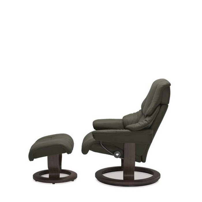 Stressless® Reno Medium Leather Recliner - Classic Base (Paloma Dark Olive) - Paulas Home & Living