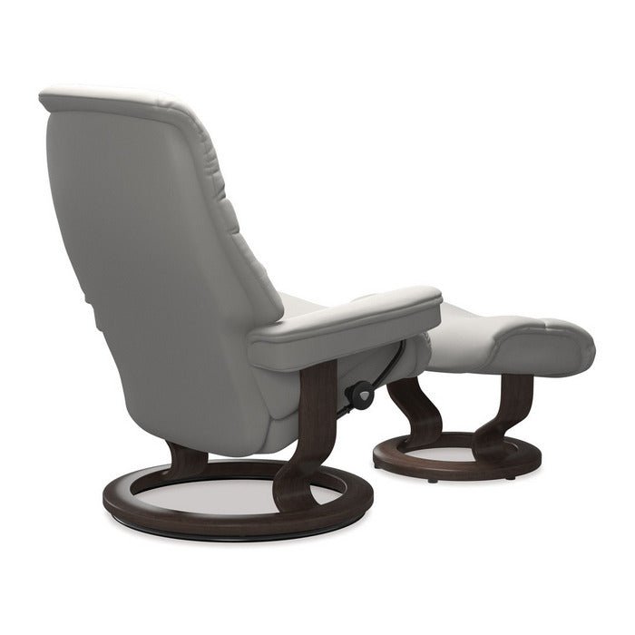 Stressless® Sunrise Large Leather Recliner - Classic Base (Batick Platinum Grey) - Paulas Home & Living