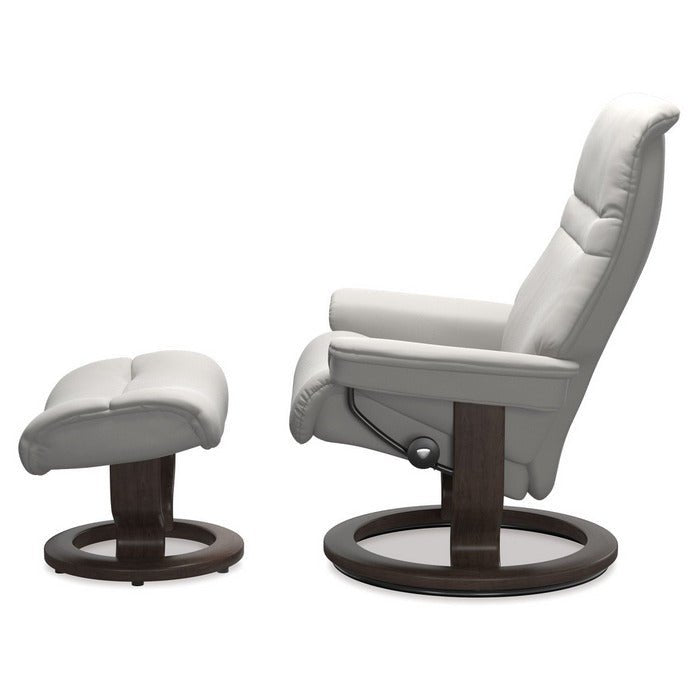 Stressless® Sunrise Large Leather Recliner - Classic Base (Batick Platinum Grey) - Paulas Home & Living