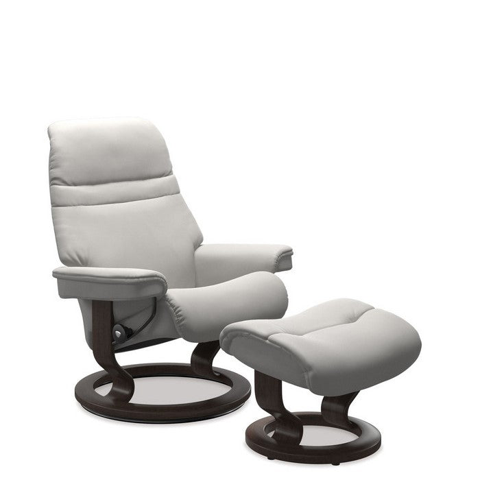 Stressless® Sunrise Large Leather Recliner - Classic Base (Batick Platinum Grey) - Paulas Home & Living