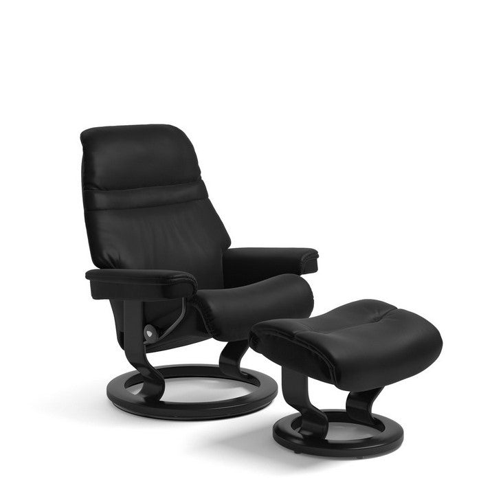Stressless® Sunrise Leather Recliner - Classic Base - Special Buy (Batick Black) - Paulas Home & Living