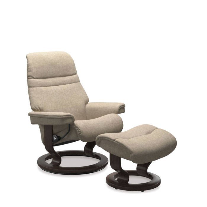 Stressless® Sunrise Medium Fabric Recliner - Classic Base (Daisy Beige) - Paulas Home & Living