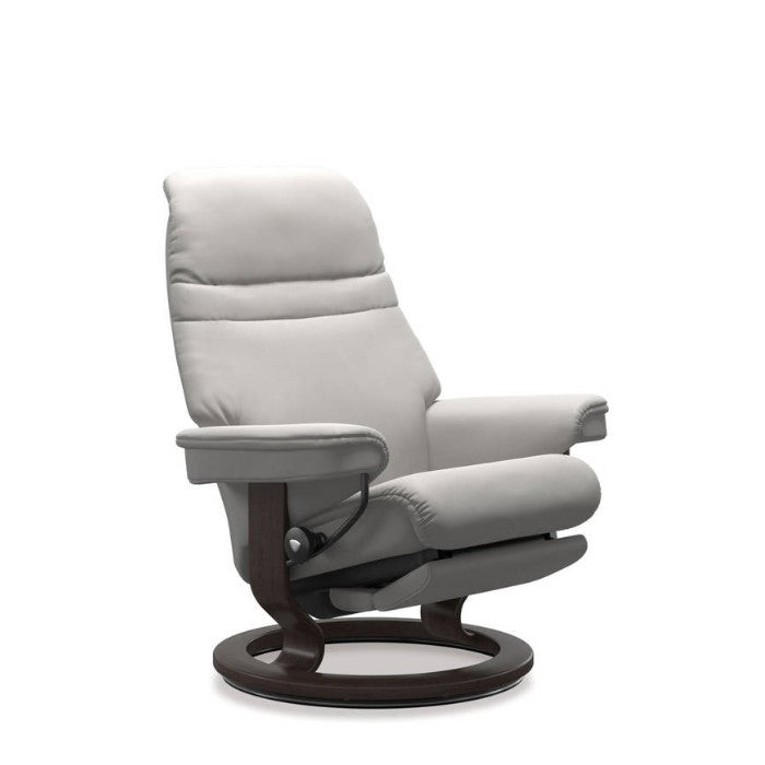 Stressless® Sunrise Medium Leather Recliner - Classic Power - Special Buy (Batick Platinum Grey) - Paulas Home & Living