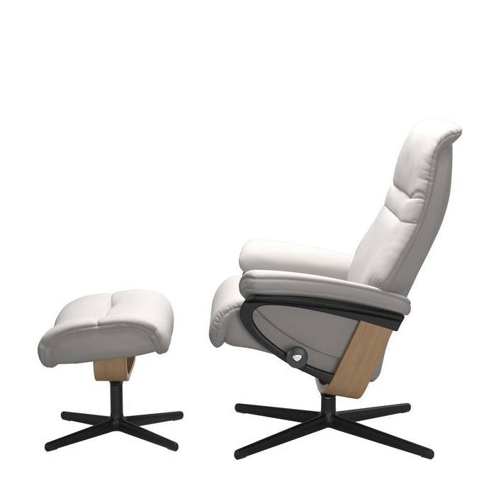 Stressless® Sunrise Medium Leather Recliner - Cross Base (Batick Milky White) - Paulas Home & Living