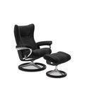 Stressless® Wing Large Leather Recliner - Signature Base (Paloma Black) - Paulas Home & Living