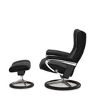 Stressless® Wing Large Leather Recliner - Signature Base (Paloma Black) - Paulas Home & Living