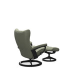 Stressless® Wing Medium Leather Recliner - Signature Base (Paloma Shadow Green) - Paulas Home & Living