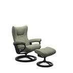 Stressless® Wing Medium Leather Recliner - Signature Base (Paloma Shadow Green) - Paulas Home & Living