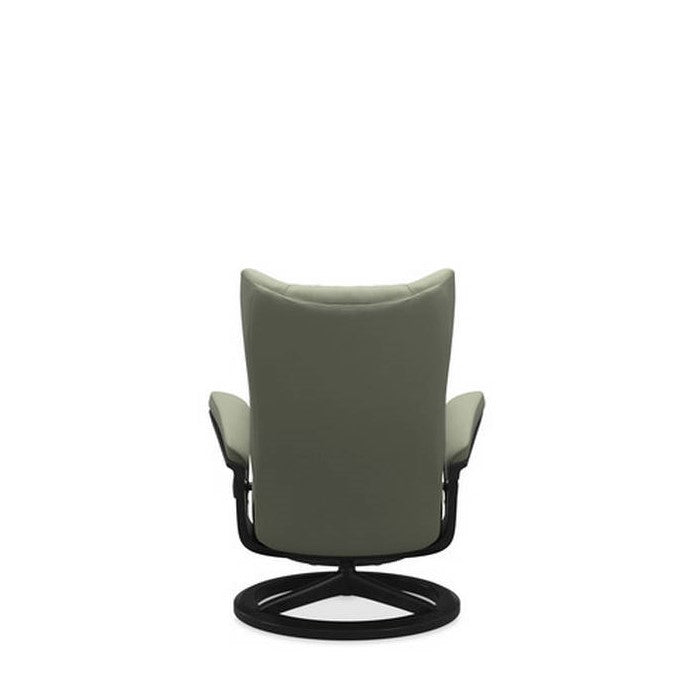 Stressless® Wing Medium Leather Recliner - Signature Base (Paloma Shadow Green) - Paulas Home & Living