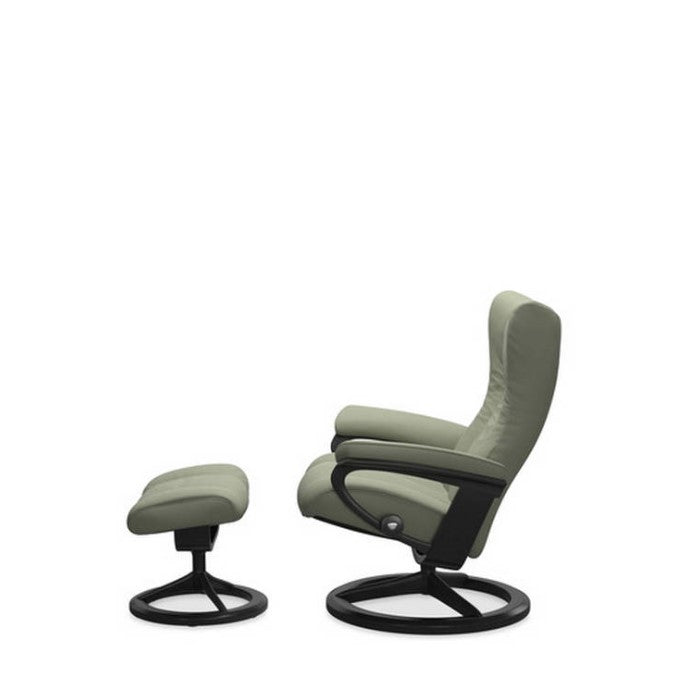 Stressless® Wing Medium Leather Recliner - Signature Base (Paloma Shadow Green) - Paulas Home & Living