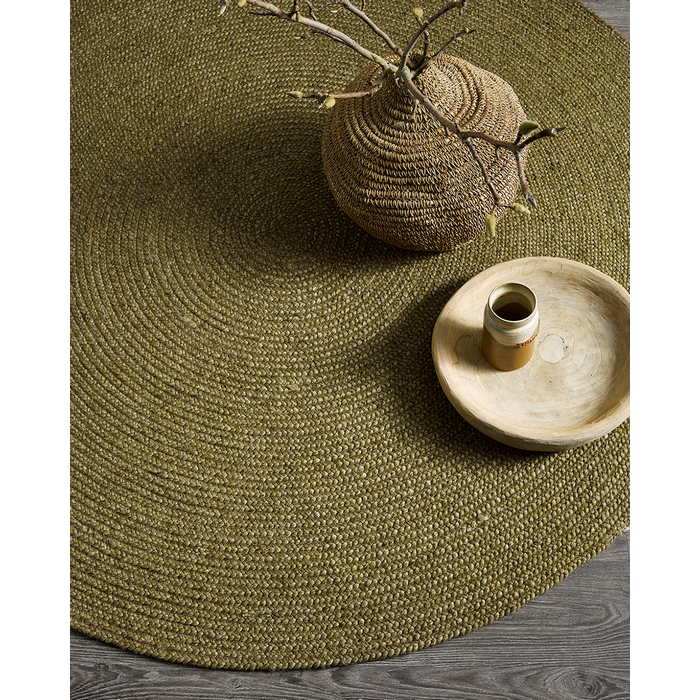 Tairua Round Floor Rug - Moss Green - Paulas Home & Living