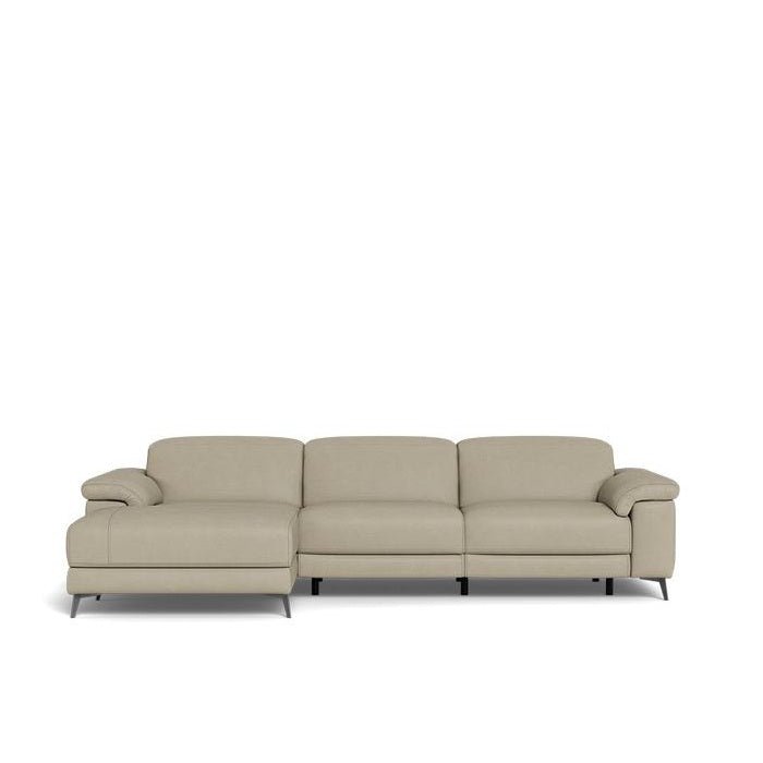 Tate 3 Seater Power Reclining Sofa with Chaise in Leather - Paulas Home & Living