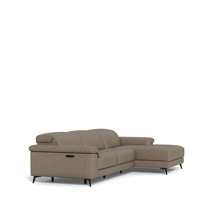 Tate 3 Seater Power Reclining Sofa with Chaise RHF in Leather - Paulas Home & Living