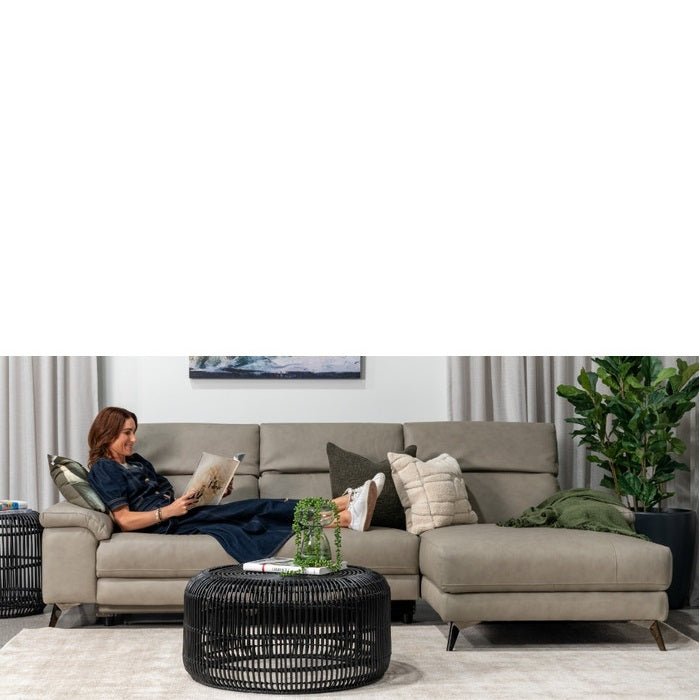 Tate 3 Seater Power Reclining Sofa with Chaise RHF in Leather - Paulas Home & Living