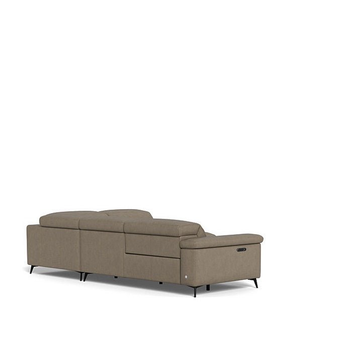 Tate 3 Seater Power Reclining Sofa with Corner Chaise RHF in Leather - Paulas Home & Living