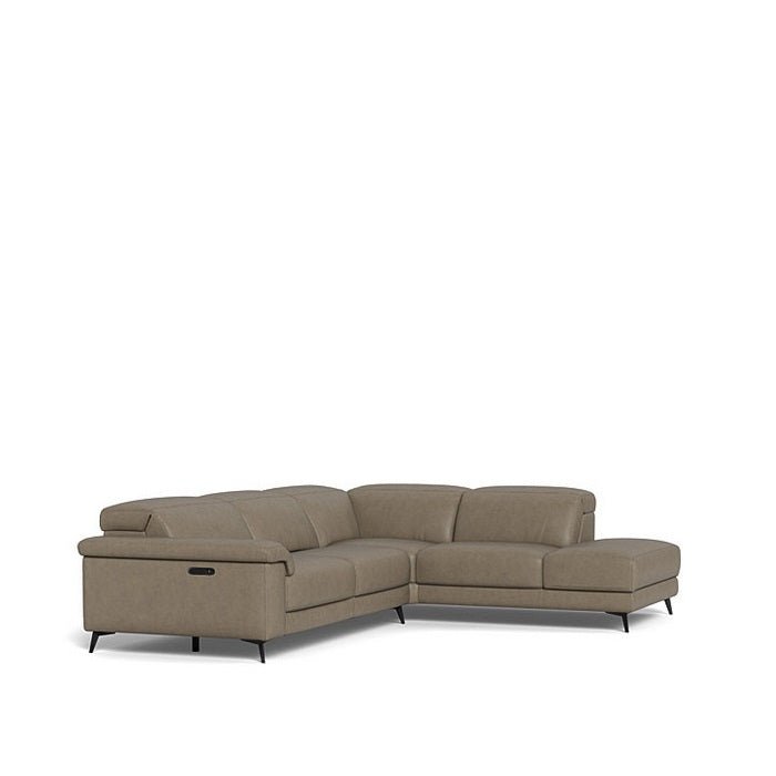 Tate 3 Seater Power Reclining Sofa with Corner Chaise RHF in Leather - Paulas Home & Living