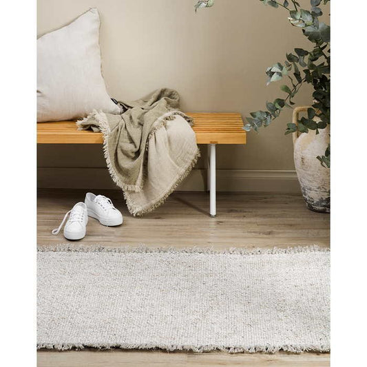 Ulster Floor Runner - White/Natural (Wool Blend) - Paulas Home & Living