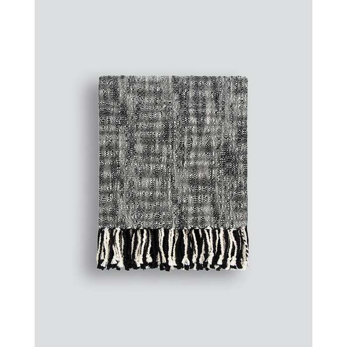 Varese Throw Black (Wool/Cotton Mix) - Paulas Home & Living