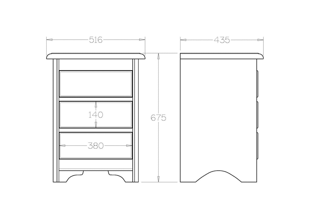 Villager BR Bedside 3 Drawer - Paulas Home & Living