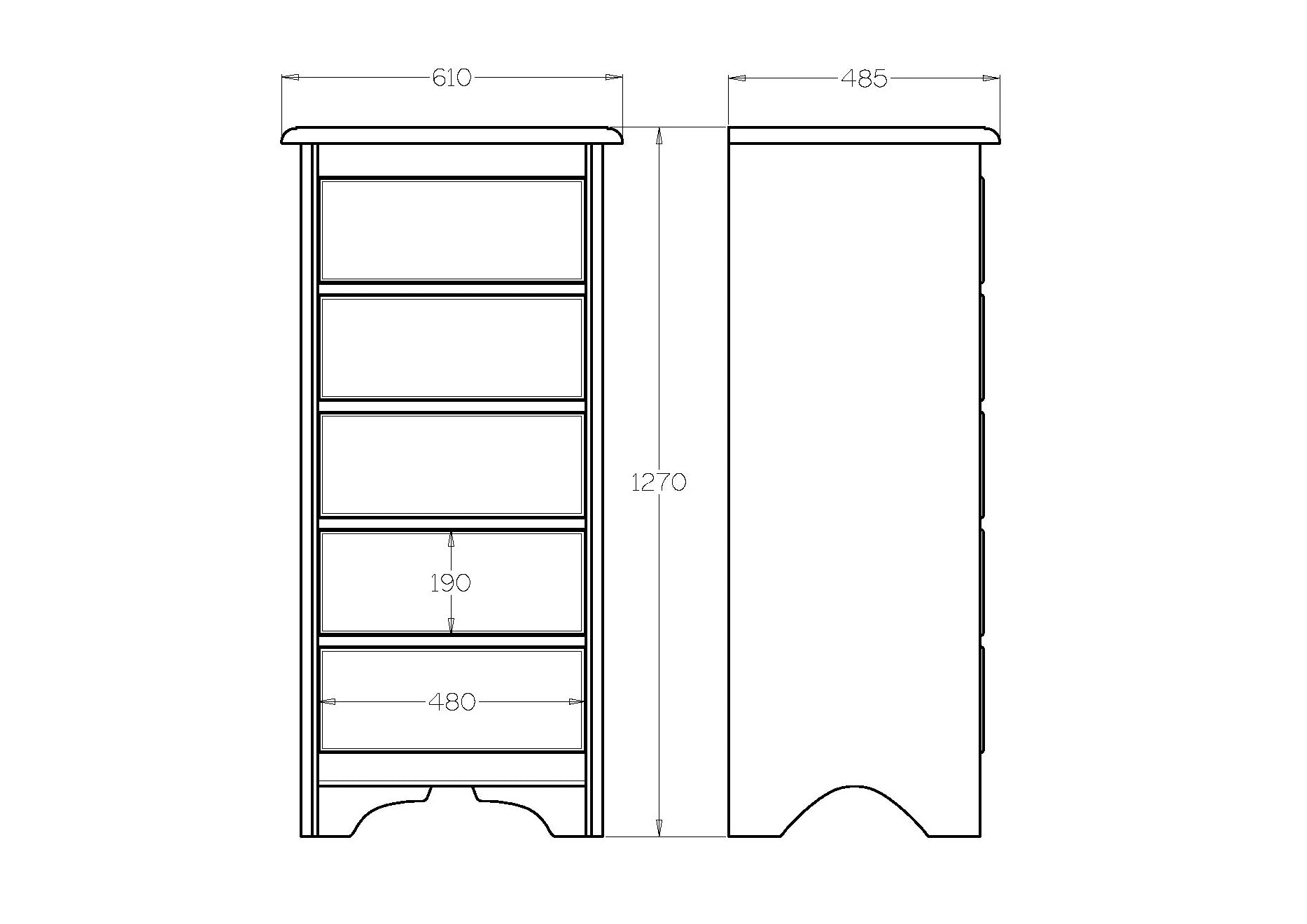 Villager BR Tallboy 5 Drawer - Paulas Home & Living