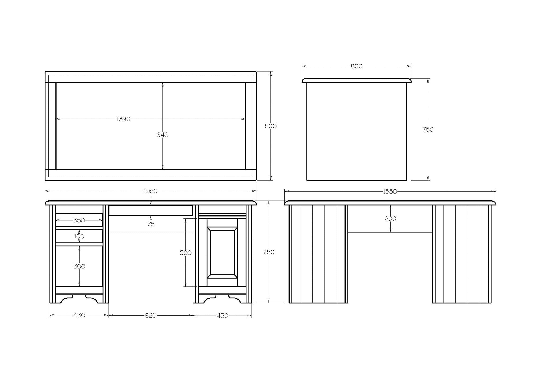 Villager Desk Presidents - Inlaid Top - Paulas Home & Living