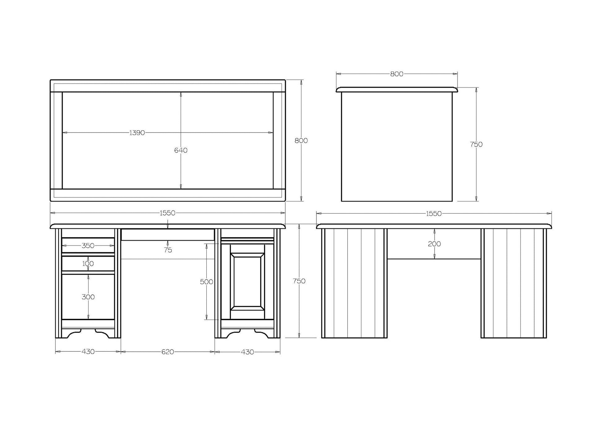 Villager Desk Presidents - Inlaid Top - Paulas Home & Living