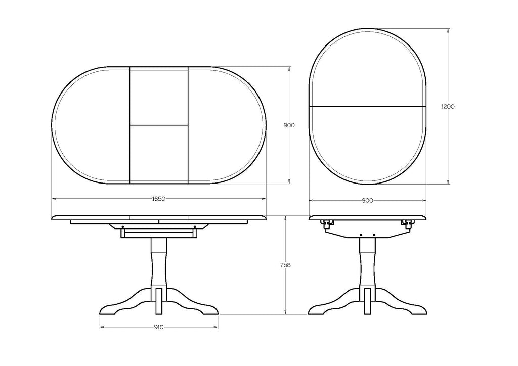 Villager Dining Extension Table - Oval - 1200w to 1650w - Paulas Home & Living