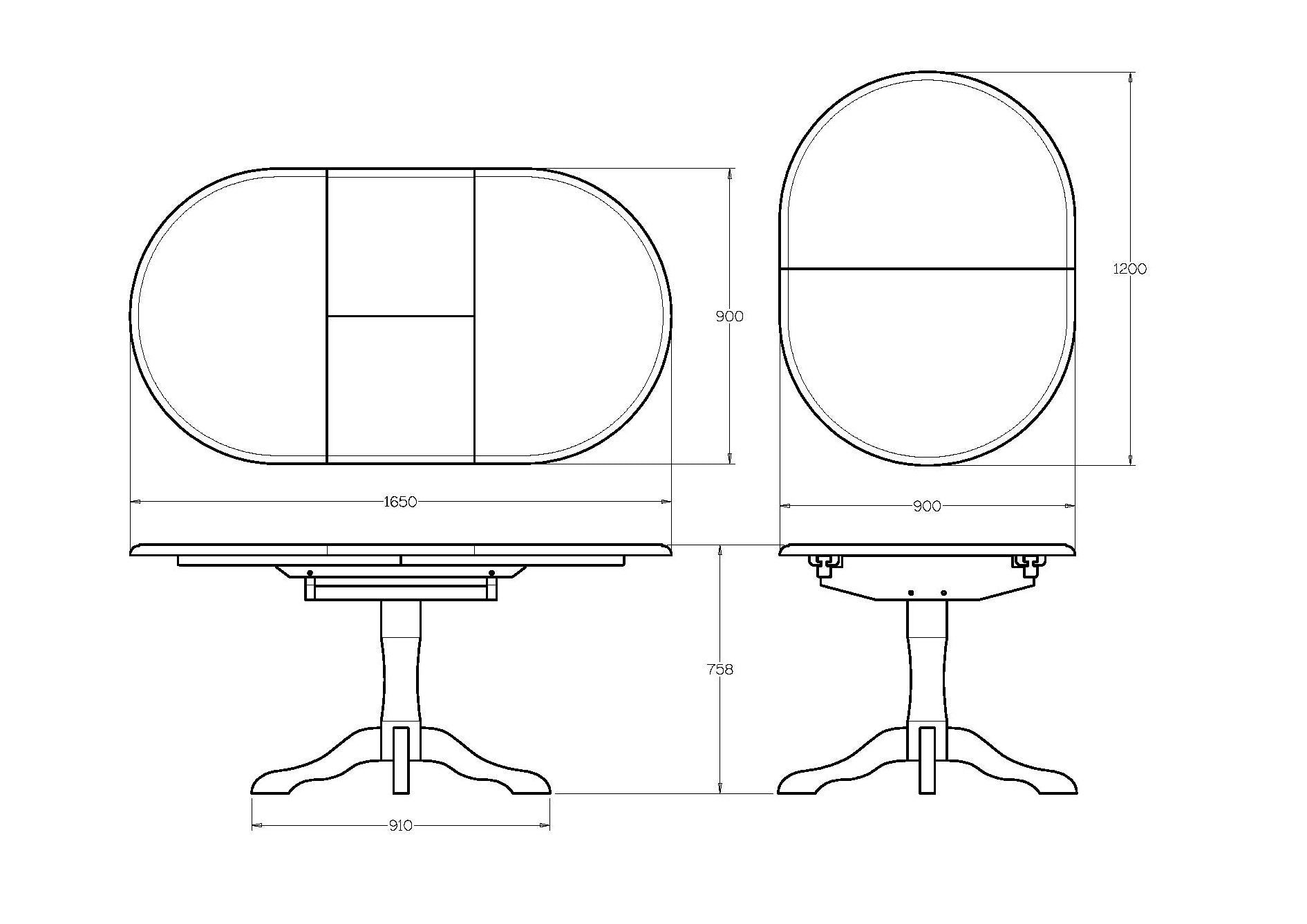 Villager Dining Extension Table - Oval - 1200w to 1650w - Paulas Home & Living