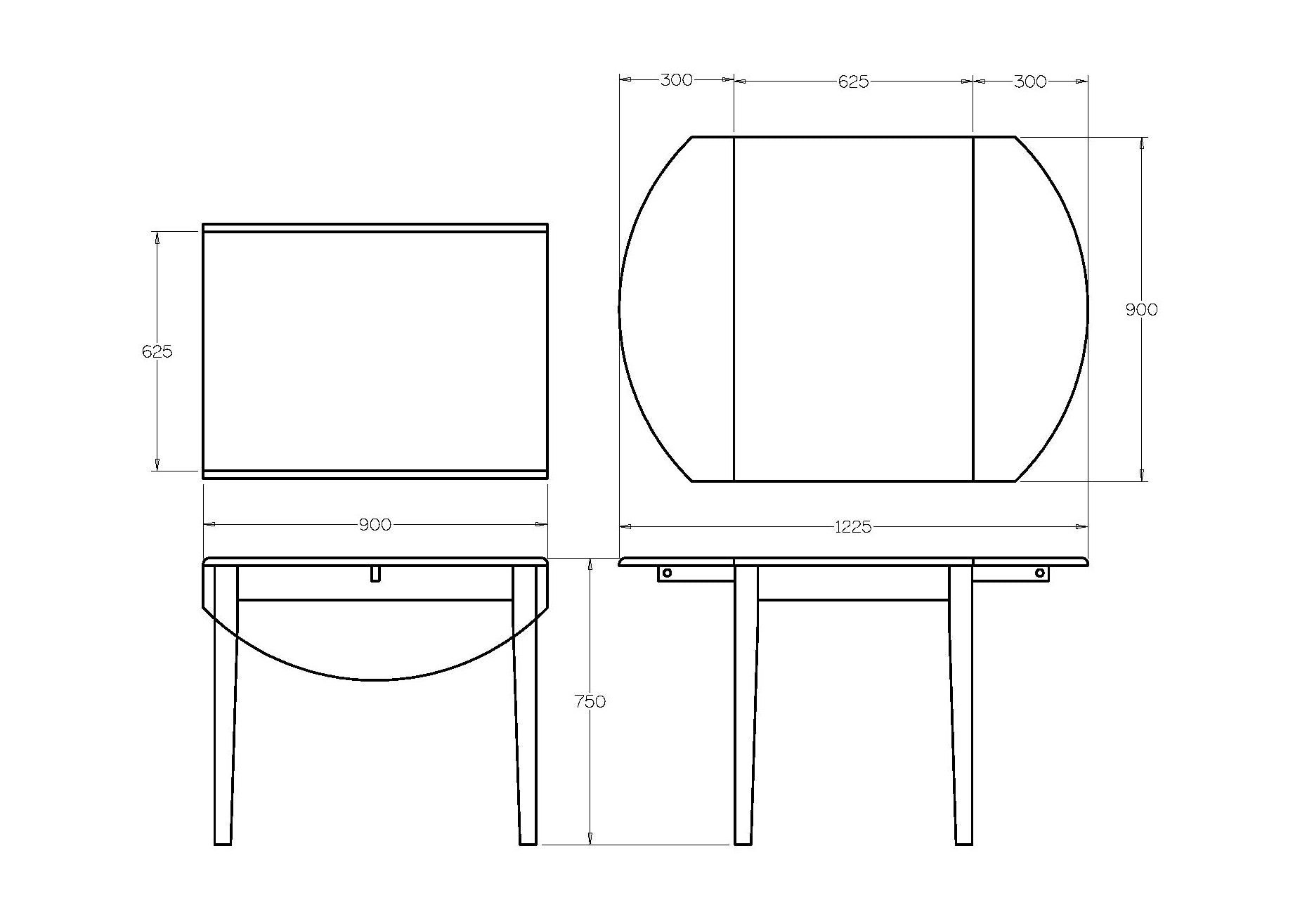 Villager Dining Table Drop Leaf - 900w Extends to 1225w - Paulas Home & Living