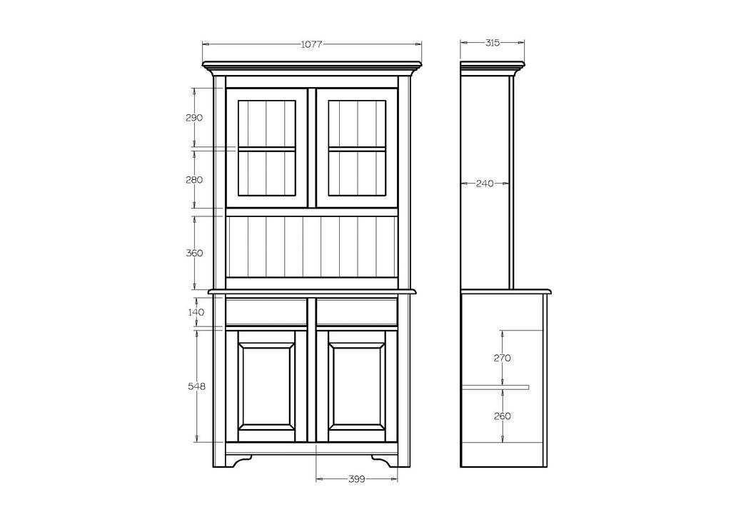 Villager Hutch Wall Unit 2 Door - 1020w - Paulas Home & Living