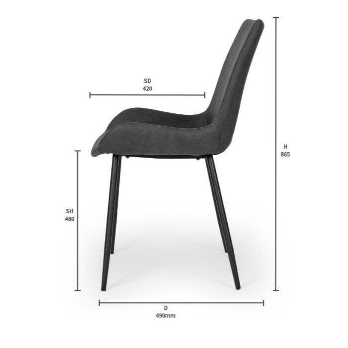 Vintage Dining Chair PU - Black - Paulas Home & Living