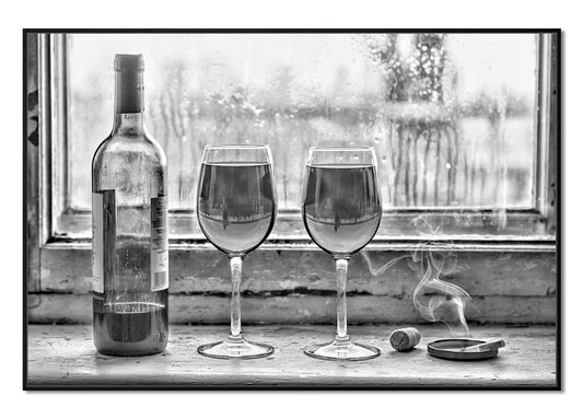 Wine And Glasses Black And White 1200x800 Perpex Wall Art - Paulas Home & Living