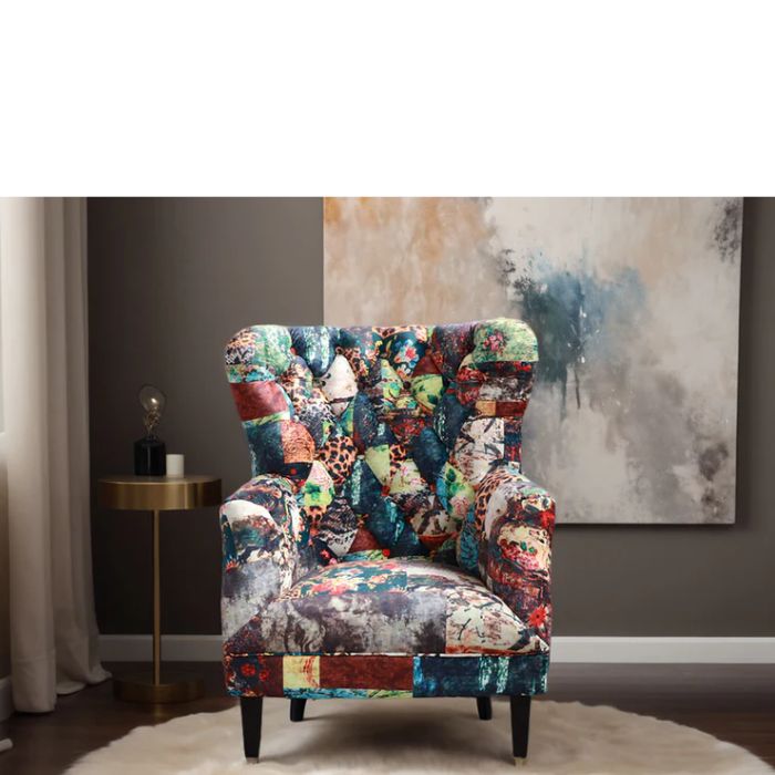 Wingback Occasional Chair – Digit Print fabric - Paulas Home & Living