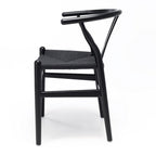 Wishbone Dining Chair - Black with Black seat - crafted in OAK - Paulas Home & Living