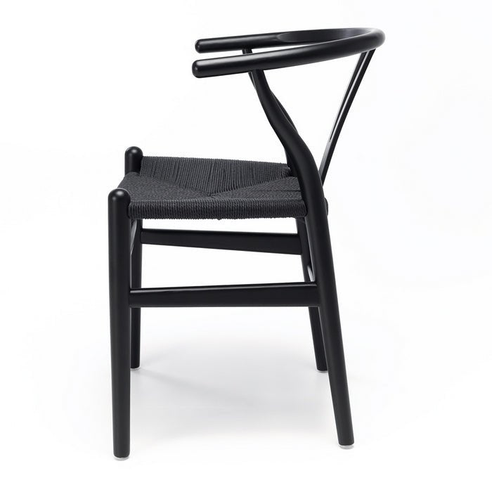 Wishbone Dining Chair - Black with Black seat - crafted in OAK - Paulas Home & Living
