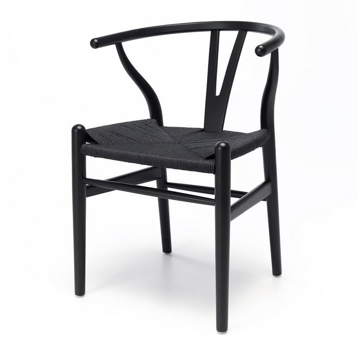 Wishbone Dining Chair - Black with Black seat - crafted in OAK - Paulas Home & Living