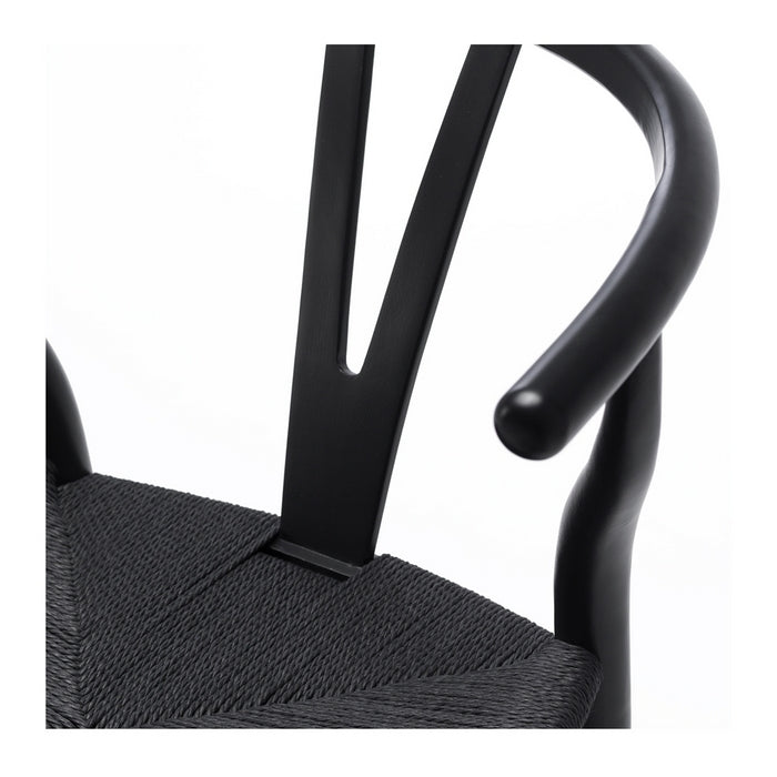 Wishbone Dining Chair - Black with Black seat - crafted in OAK - Paulas Home & Living