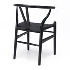 Wishbone Dining Chair - Black with Black seat - crafted in OAK - Paulas Home & Living